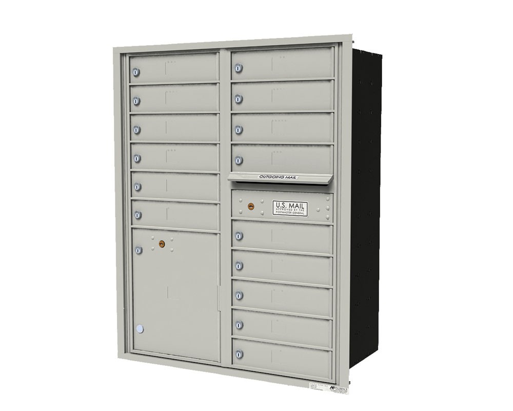 Double column unit with 15-tenant doors and  1-15"H parcel locker