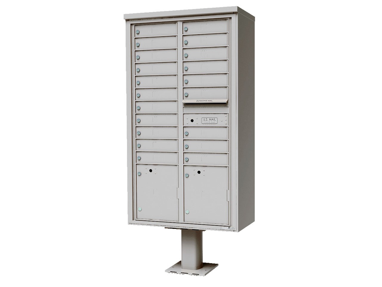 20-tenant doors with 2-15" H parcel lockers